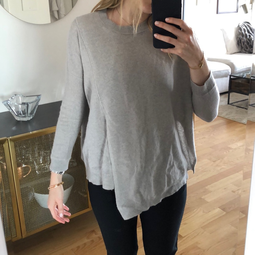 Grey Inhabit Cashmere sweater with slits on sides